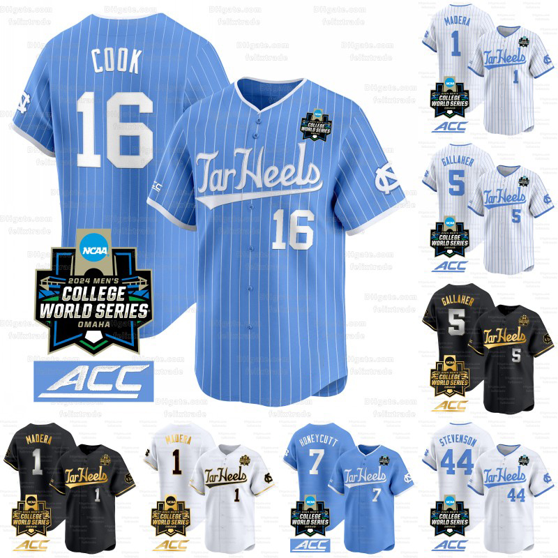 Vance Honeycutt North Carolina Tar Heels 2024 College World Series Baseball Jersey Mac Horvath Casey Cook Alex Madera Alberto Osuna Anthony Donofrio Luke Stevenson