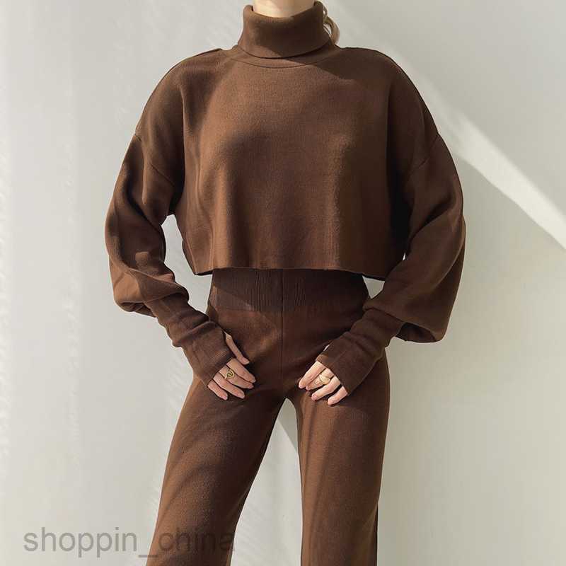Women's Tracksuits Autumn/Winter New Women's High Neck Loose Long sleeved Top Women's Leisure Fashion Set Sets
