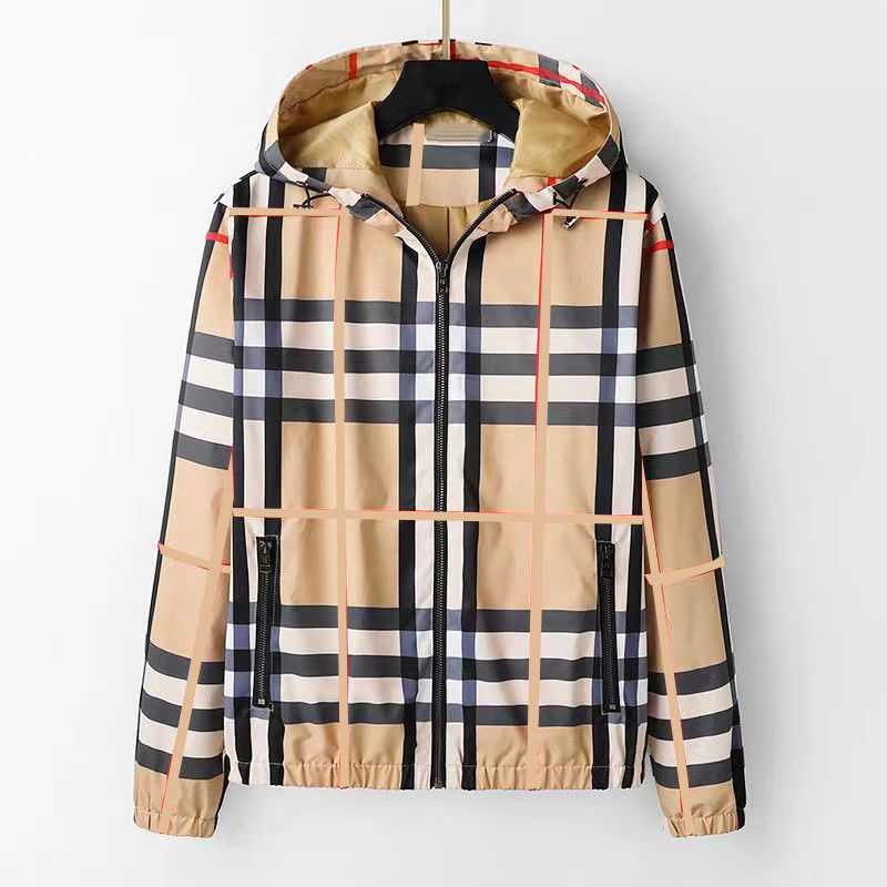 Luxury Brand Coat Designer Jacket Mens Fashion Plaid Stripe Hoodie Spring Autumn Windproof Hip Hop Style jacket