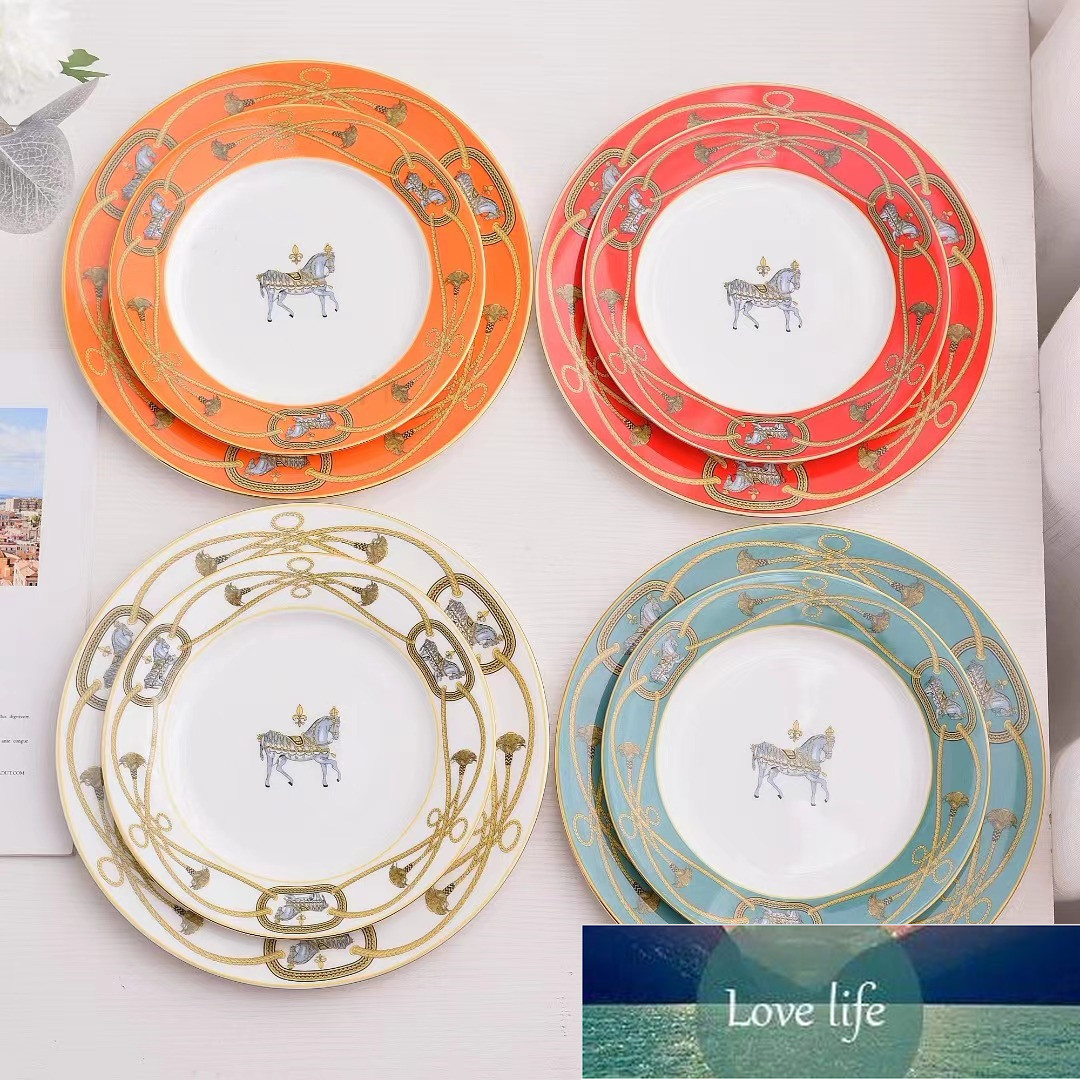 High-end Bone China Horse Western Cuisine Plate Personality Steak Plate Decoration Afternoon Tea Snack Plate Tableware Gift Box Wholesale