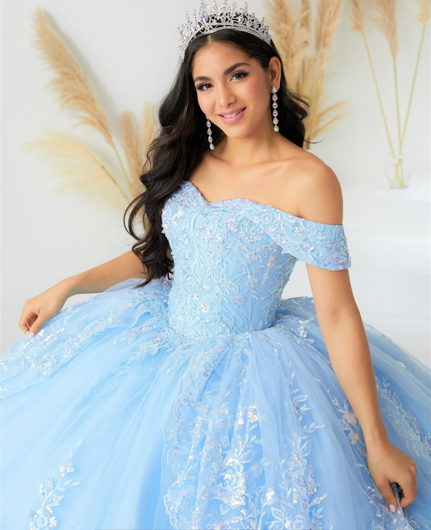 Sparkly Mexican Quinceanera Dresses Ball Gown Off The Shoulder Appliques Puffy Charro Sweet 16 Dresses 15 Anos