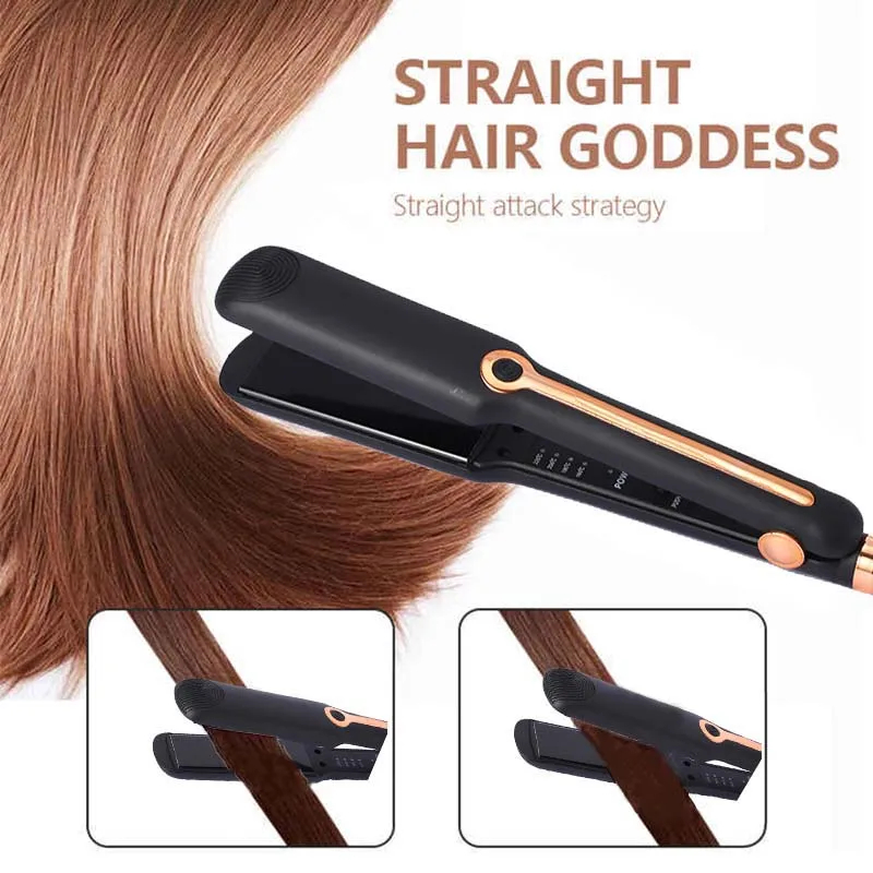 Hair Straightener Fast Ptc Instant Heating Ceramic Plate Flat Iron Adjustable Temperature 2 In 1 Straight Curler Styling Tool