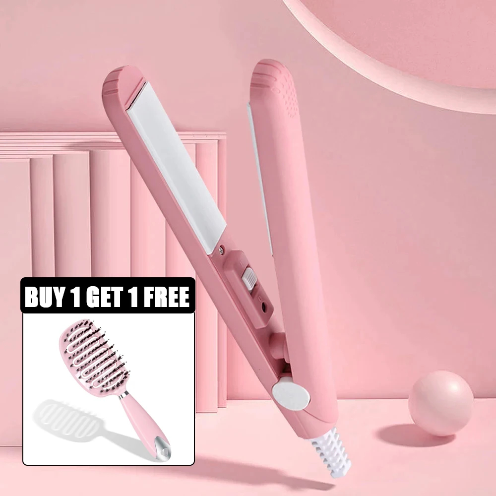 Multicolor Splint Mini Hair Straightener No Damage Ceramic Plate Straight Volume Dual-Purpose Bangs Curling Iron With Hair Comb