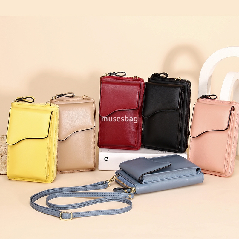 Designer Women's High Quality Fashionable and Simple Single Shoulder Crossbody Bag with Large Capacity Multi function Long Wallet Solid Color Pho