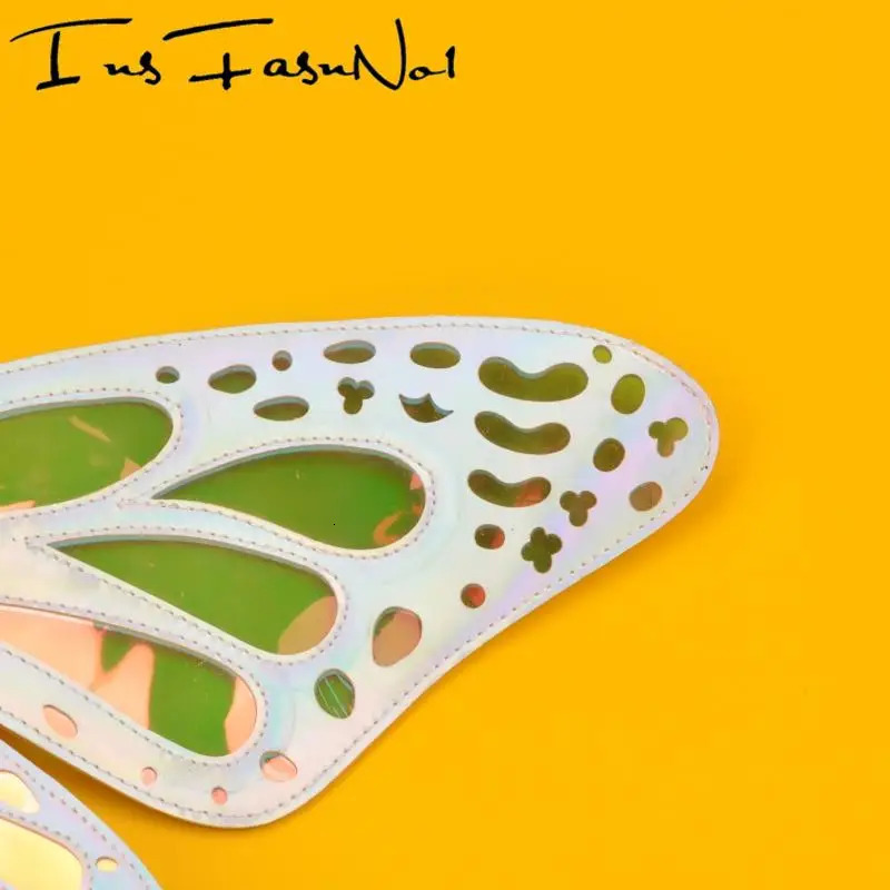 Transparent PVC butterfly wing shoe decoration silver fantasy sweet shoe wing fashion trend decoration 240615