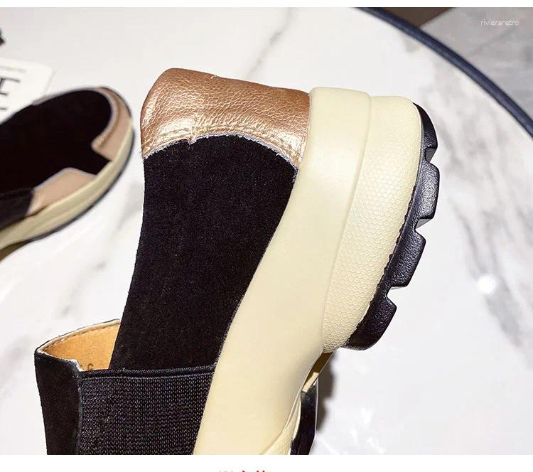 Casual Shoes Spring Autumn Woman Genuine Leather Women's Loafers Slip On Ladies Shoe Square Toe Moccasins Flats Female Sneakers