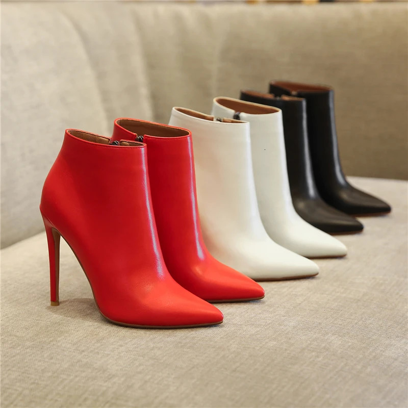 Insicre 2024 Classic Winter Shoes Thin Boots Pointed Toes Womens Ankle Boots Pu Leather Large Size 43 Zipper for Sale 240614