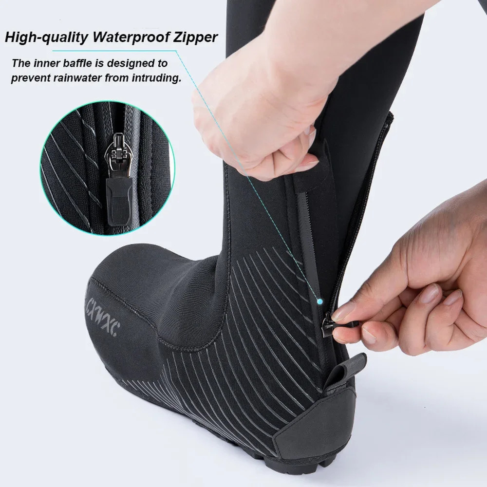 Bicycle shoe covers winter windproof and waterproof shoe covers mountain bike road bike anti slip shoe covers 240614