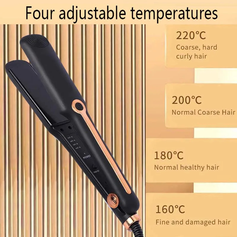Hair Straightener Fast Ptc Instant Heating Ceramic Plate Flat Iron Adjustable Temperature 2 In 1 Straight Curler Styling Tool