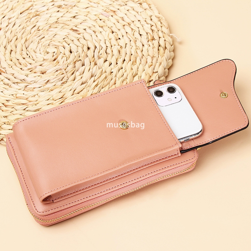 Designer Women's High Quality Fashionable and Simple Single Shoulder Crossbody Bag with Large Capacity Multi function Long Wallet Solid Color Pho