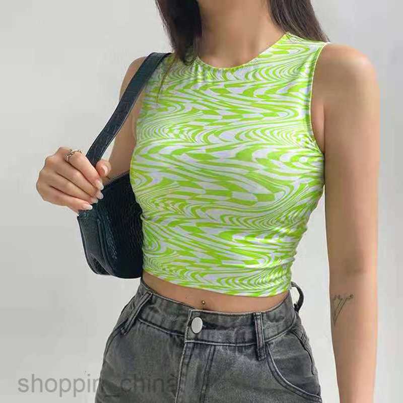 Women's T Shirt Spicy Girl Abstract Printed Sleeveless Top Slim Women Open Navel Summer Tank Top Wearing PG888 Externally tees