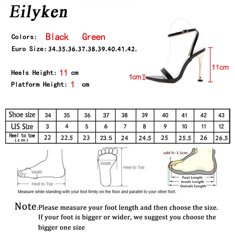 Eilyken Narrow Band Ankle Buckle Strap Green High Heels Sandals Womens Pointed Toe Party Female Shoes Sandalias Mujer 240615