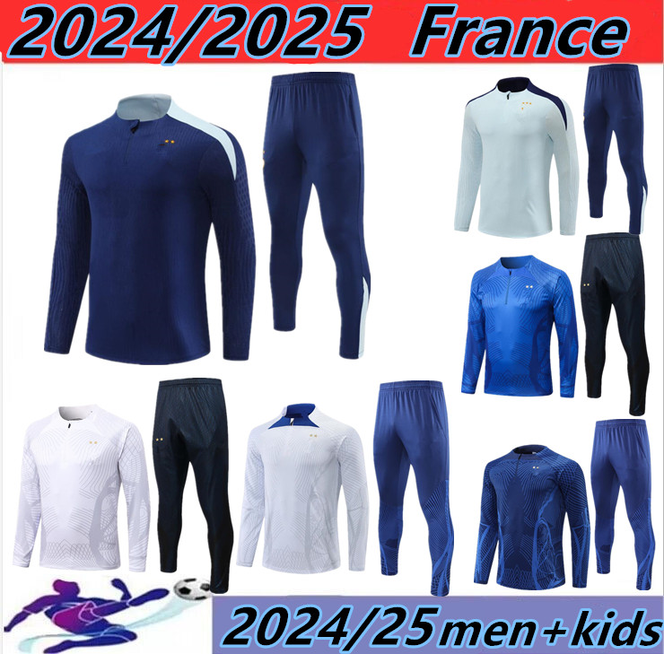 2024 2025 French fra nce tracksuit training suit World soccer cup jersey BENZEMA MBAPPE equipe de Full Sets kids kit Men 24 25 Francais Half pull chandal futbol