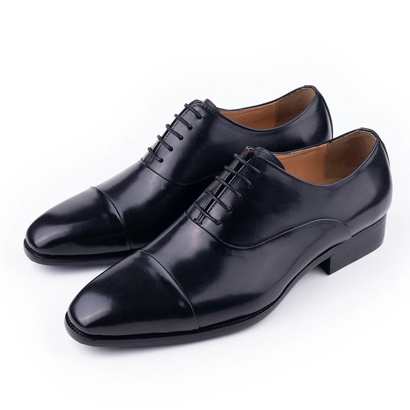 Successful Business Shoes Mens Pure Leather Elegant High Grade Oxford Natural Handmade Formal Dress Office Party Set Black 240614