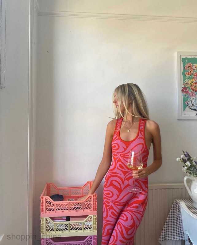 Basic Casual Women Dresses summer sexy dew back cross wool long skirt high waist slim side split U-neck dress