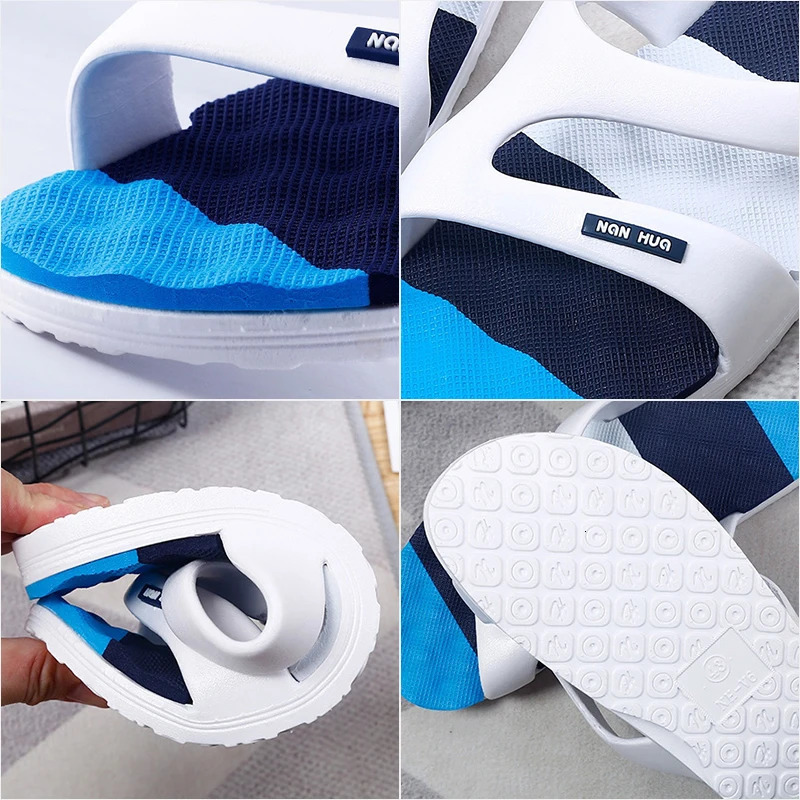 Mens Summer Sliding Block Breathable Cool Beach Shoes Flip flap Fish Mouth Bone White Mens Sliding Block Lightweight Large Size 240615