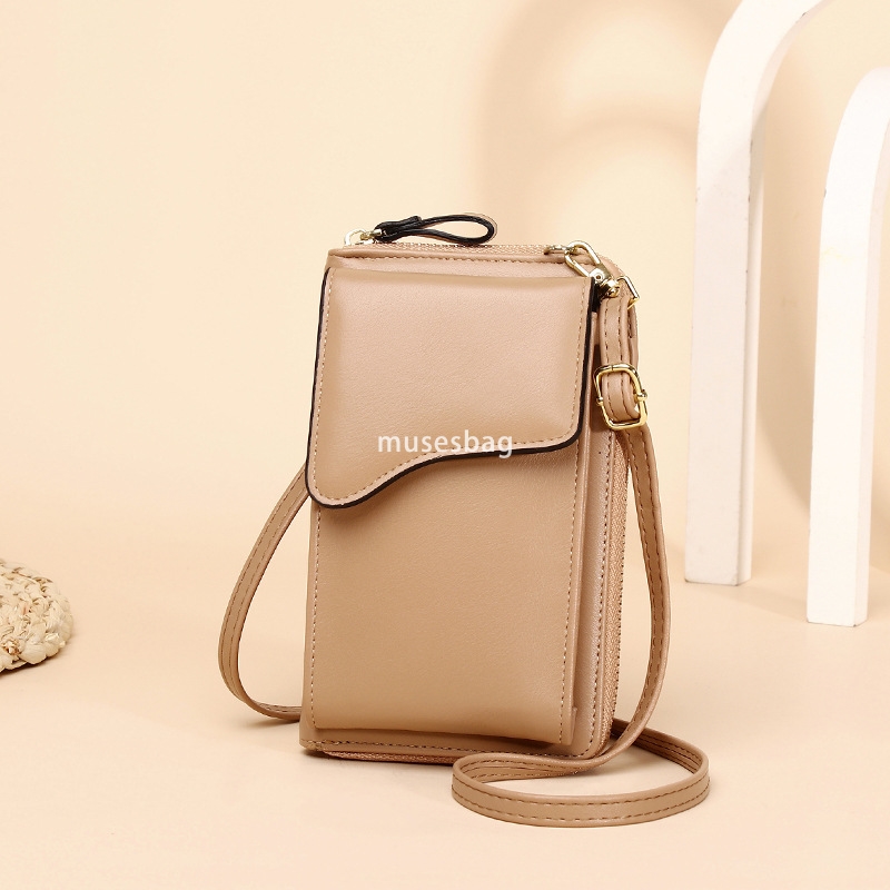 Designer Women's High Quality Fashionable and Simple Single Shoulder Crossbody Bag with Large Capacity Multi function Long Wallet Solid Color Pho