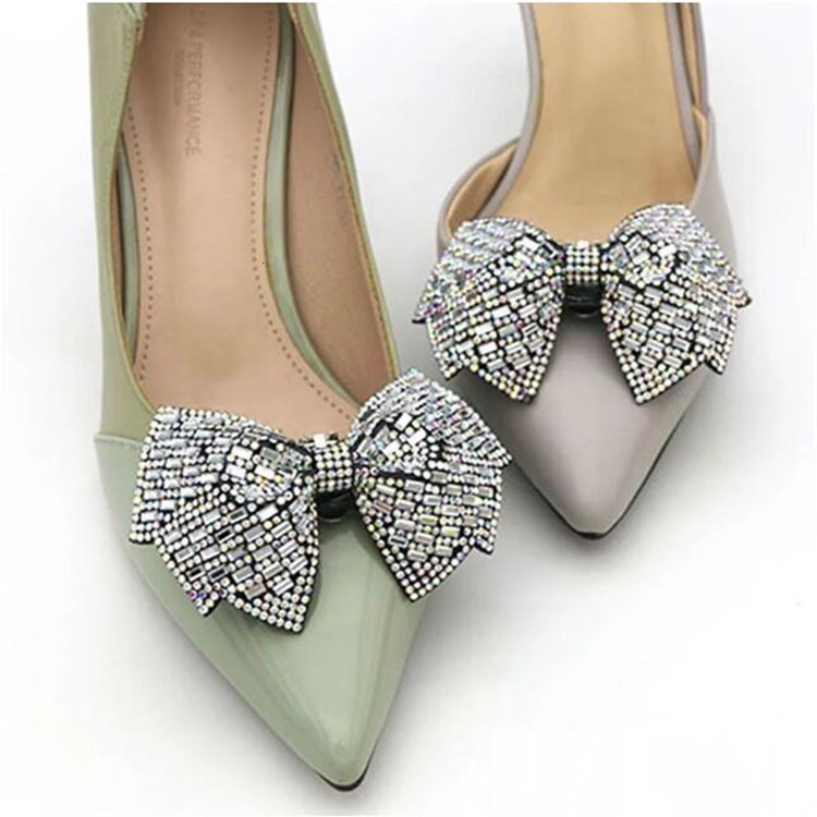 Shoe Parts Accessories Crystal Rhinestones Bow Shoe Clips DIY Manual Bead Shoe Buckles High Heels Shoes Accessories for Women Wedding Bridal