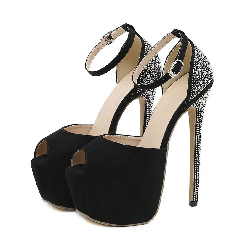 Liyke Summer Fashion Crystal Rhinestone Silk Platform Sandals For Women Sexy Peep Toe Stripper Heels Wedding Banquet Shoes Pumps 240615