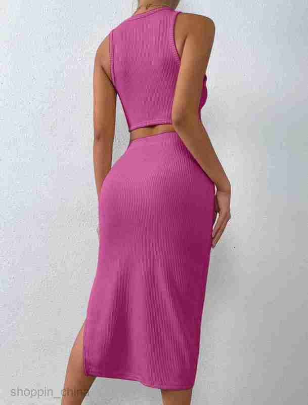 Two Piece Dress Sets New Women's Slim Knitted Wrapped Hip Skirt Style Two Piece Set Autumn waist One Step Skirt