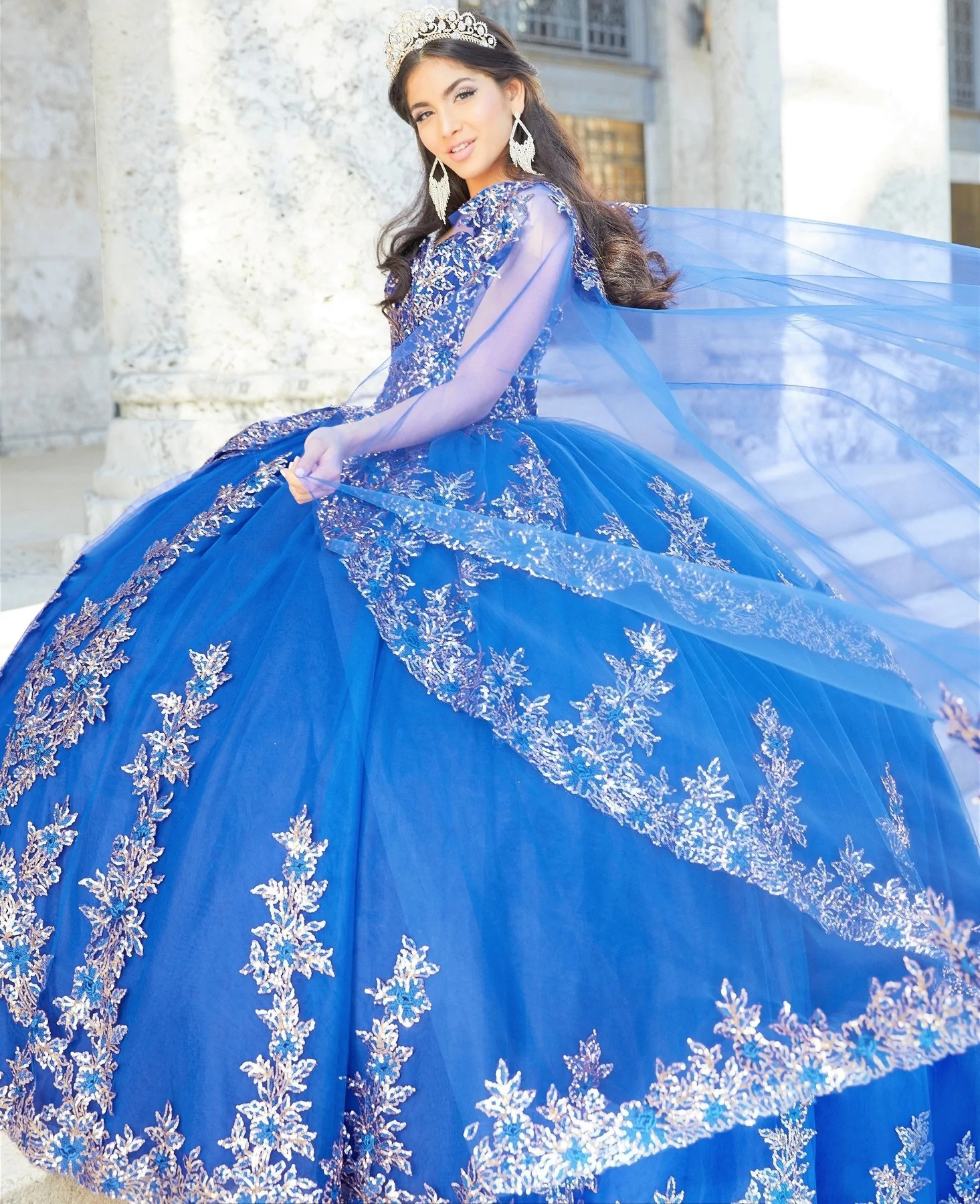 Royal Blue Mexican Quinceanera Dresses Ball Gown Sweetheart Tulle Appliques Puffy Charro Sweet 16 Dresses 15 Anos