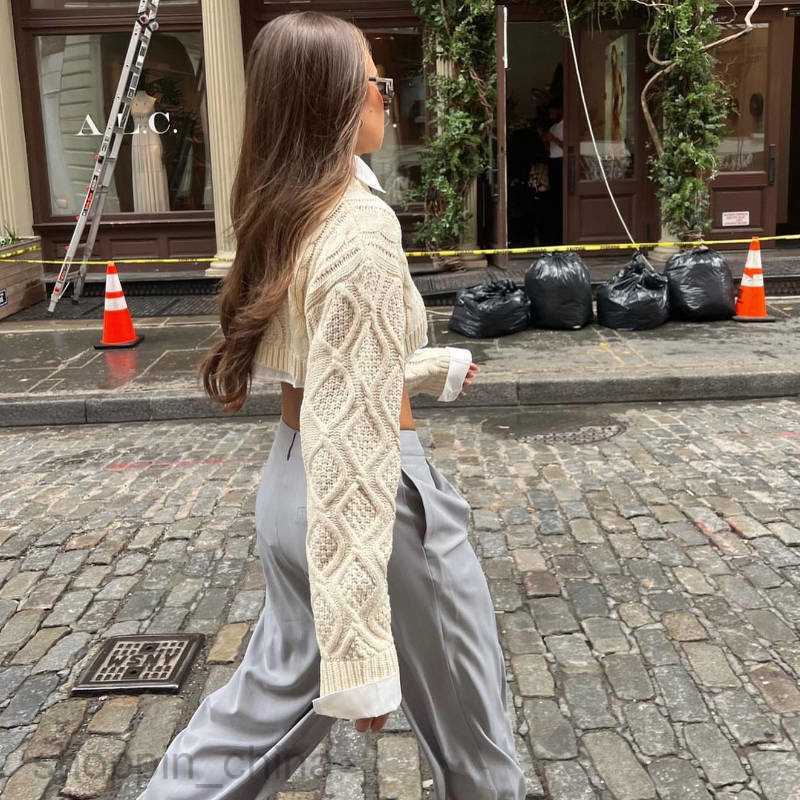 Women's Sweaters collocation Y2K new design matching feeling new fried dough twist Knitted Blouse sweater