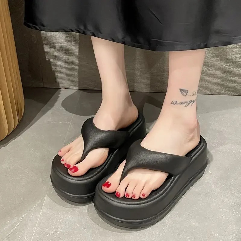 Womens Flip Flops Summer In Platform Slippers EVA Casual Beach Slides Woman Comfort Female Flipflop Heeled Sandals 240615