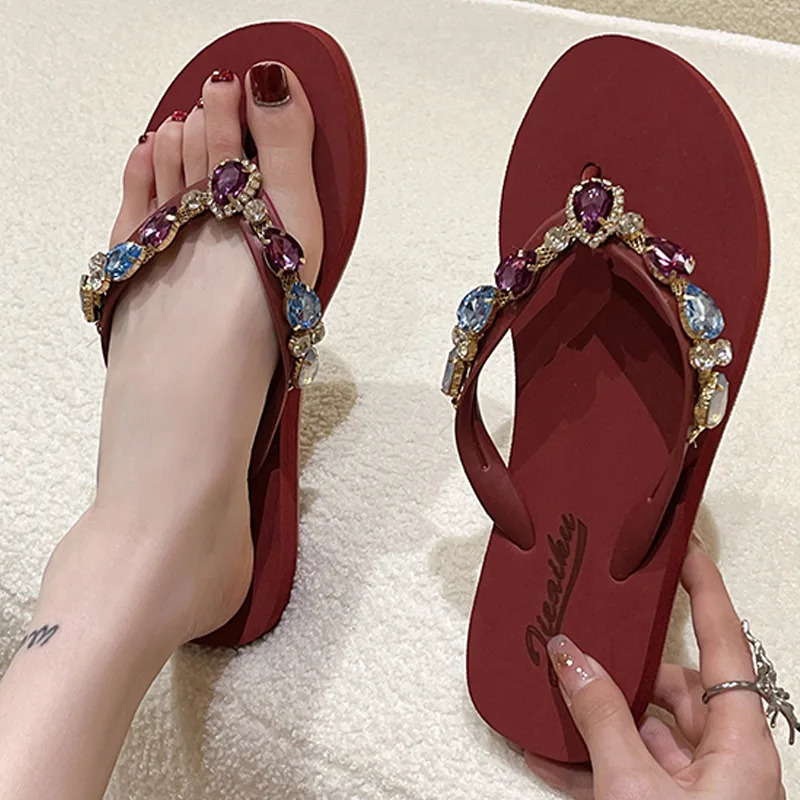 Womens shoes low rubber flap slider smooth flash slider summer chlorine womens Hawaii Jelly Beach Hoodie TPR Crys 240615