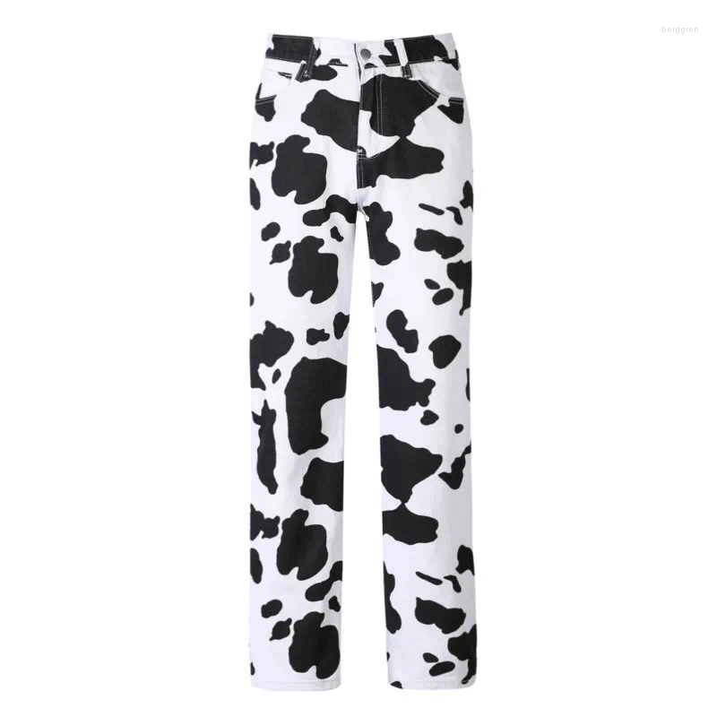 Womens Jeans Milk Cow Print Denim Pant Women High Waist Loose Straight Pants Harajuku Swt Casual Wide Leg Trousers Strtwear Z260313