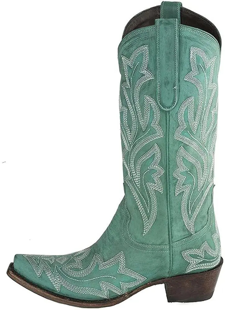 Womens Classic Embroidery Western style Cowboy Boots Womens Leather Cowboy Boots Womens Cowboy Boots 240614