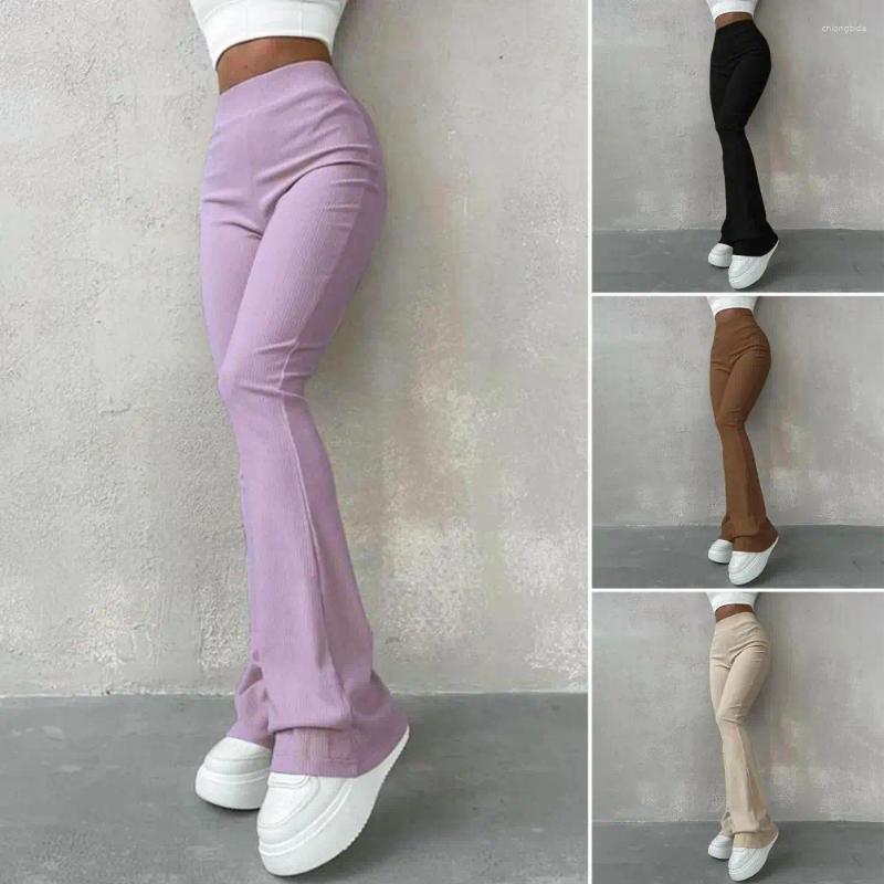 Women's Pants Women High Elastic Waist Stretchy Thread Slim Fit Flared Hem Soft Warm Yoga Sports Trousers Fall Winter Sweatpants