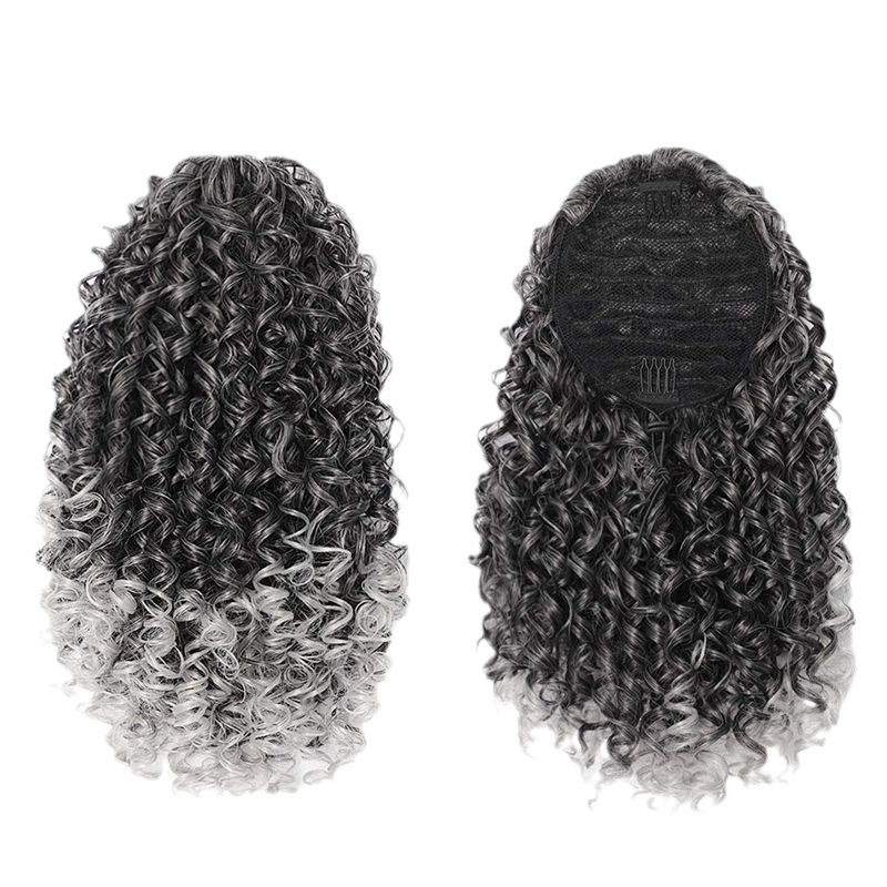 Synthetic Hair Ponytails Curly High Temperature Fiber 1B/30 1B/27 Blonde Color 14inch Ponytail 1B/Grey