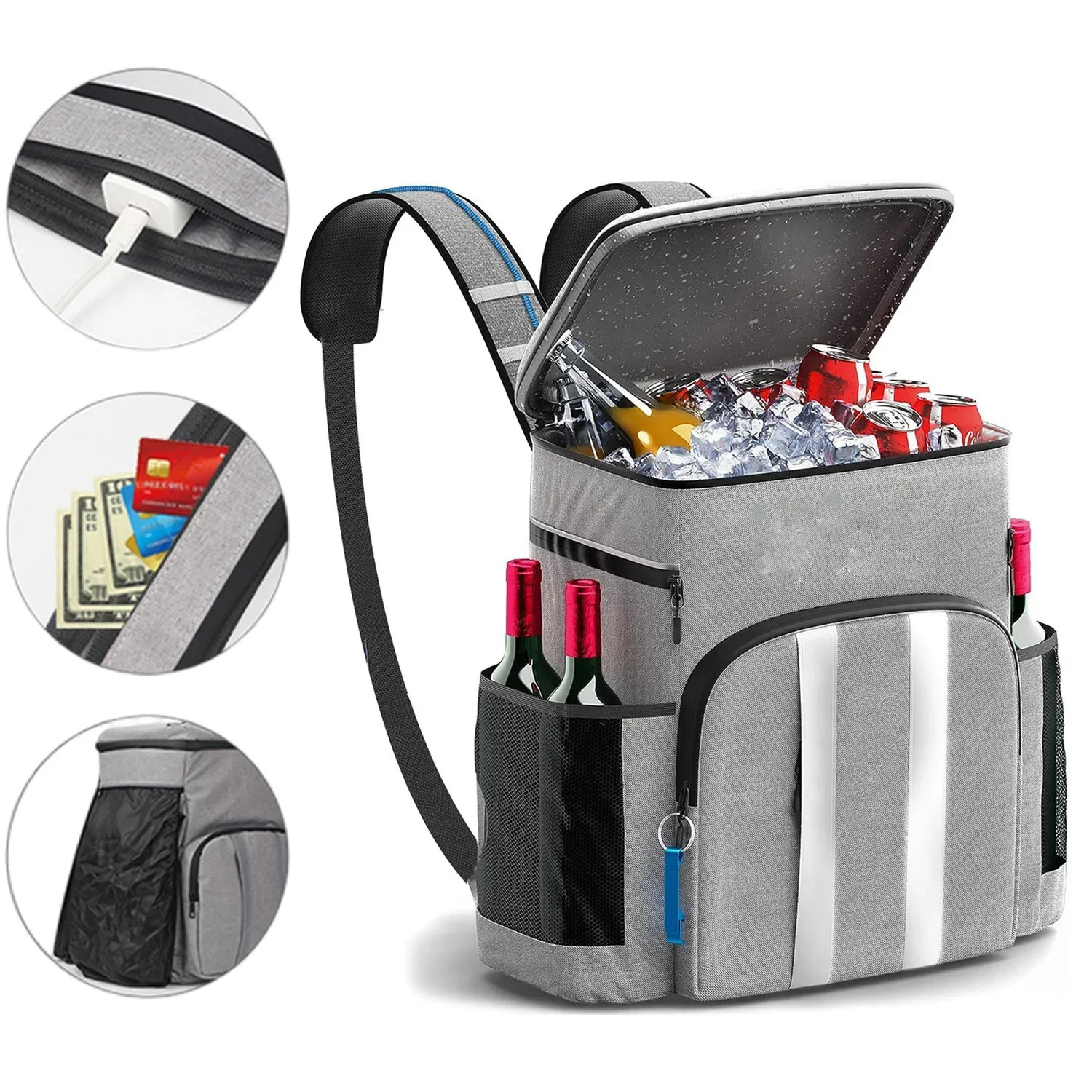 Picnic BackpackKeep Food Warm and Cold Insulated Leak Soft BagsWaterproof Travel Lunch Bags for DrinkBeverageBeerCamping 240601