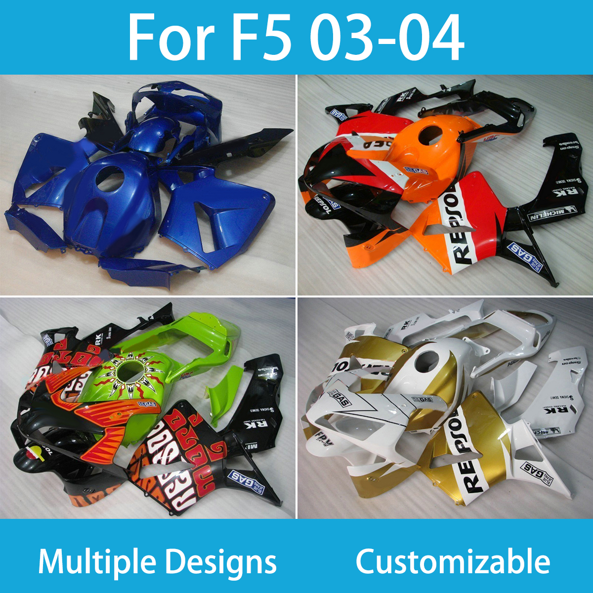 Motorcycle Fairings CBR 600RR 2003 2004 Injection Accessory Complete Fairing Kit Bodywork for Honda CBR 600 RR 03 04