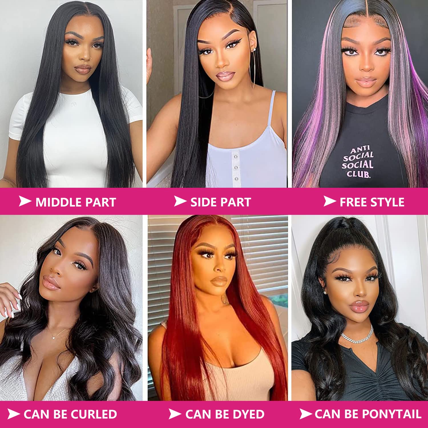 Straight Lace Front Wig Brazilian Virgin Human Hair 4x4 5x5 6x6 7x7 13x4 13x6 360 Full Lace Wigs for Women Natural Black Color Pre-Plucked Natural Hai