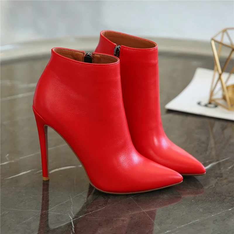 Insicre 2024 Classic Winter Shoes Thin Boots Pointed Toes Womens Ankle Boots Pu Leather Large Size 43 Zipper for Sale 240614