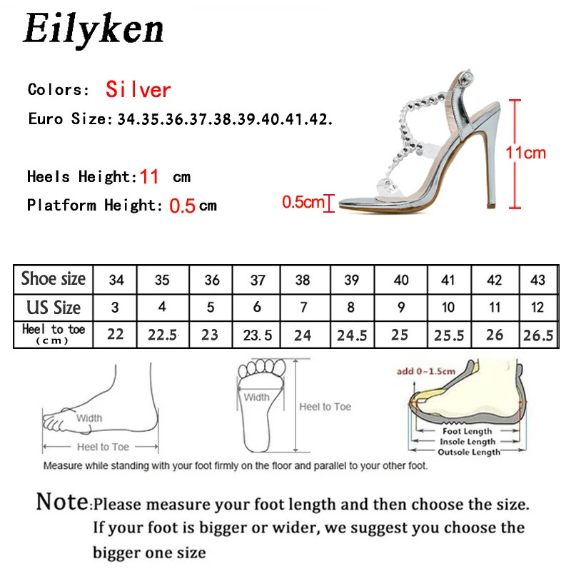 Eilyken Sexy Wedding Party Women Sandals Fashion PVC Transparent Crystal Rhinestone Slides Buckle Strap Stiletto Heels Shoes 240615