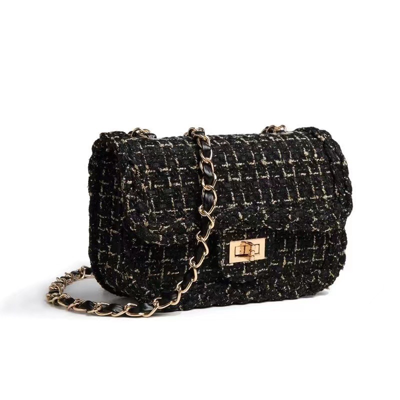 High end new women's underarm bag small fragrant style woolen chain bag niche high-end and fashionable single shoulder crossbody small square bag