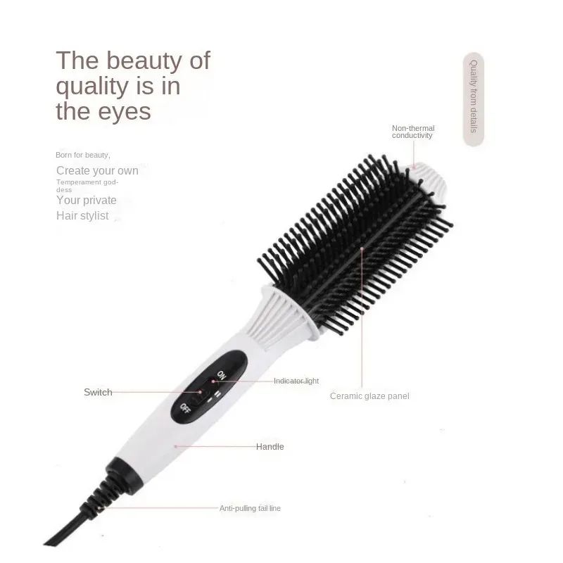 2in1 Electric Straightener Multifunctional Hair Curler Adjustable Temperature Electric Heating Comb Professional Styling Tools