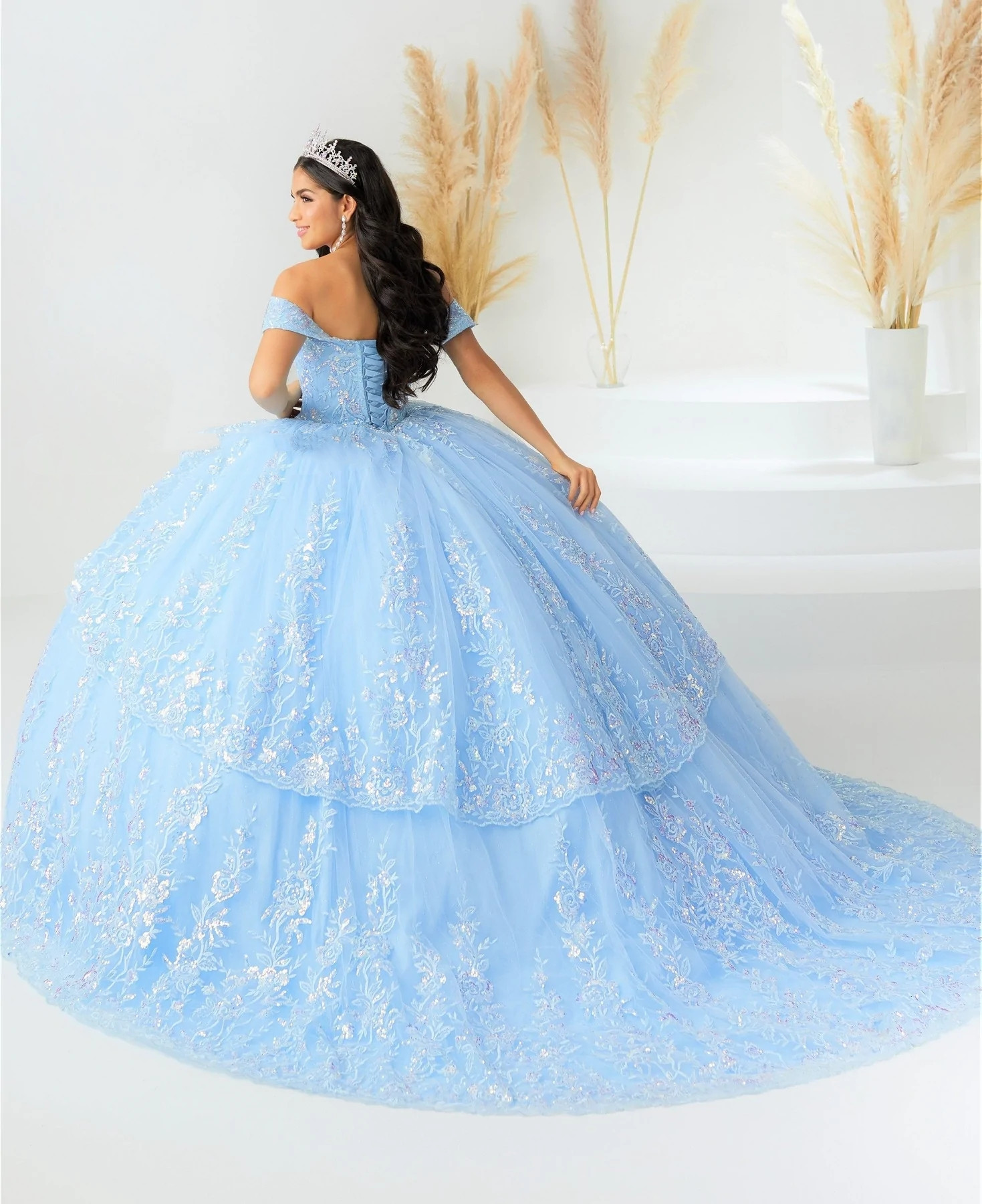Sparkly Mexican Quinceanera Dresses Ball Gown Off The Shoulder Appliques Puffy Charro Sweet 16 Dresses 15 Anos