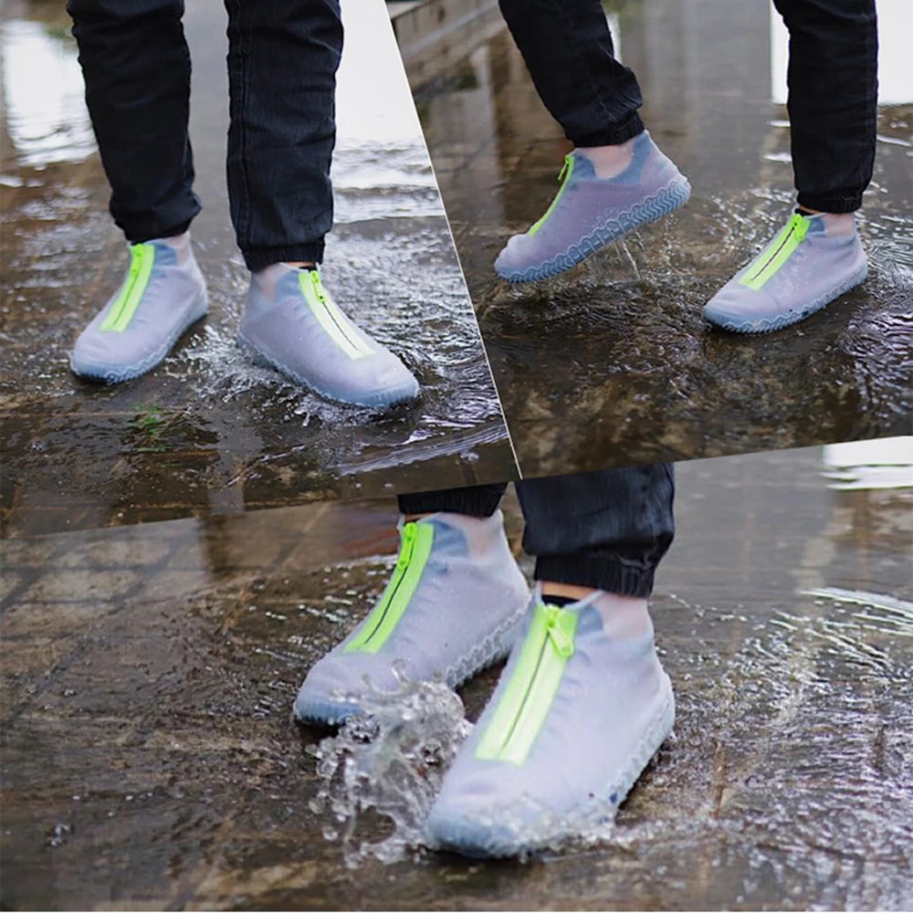Waterproof shoe cover anti slip rain boots unisex sports shoe cover outdoor rain shoe cover zipper cover 240614