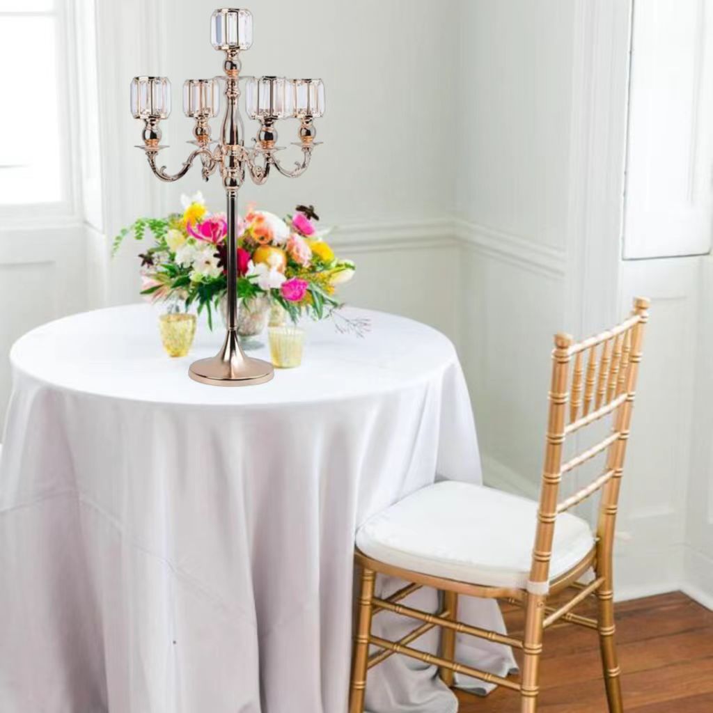 Retro Candlestick 5 Heads Metal Iron Candle Holder Acrylic Candelabrum For Centerpiece Wedding Decoration Ornaments XJ260305