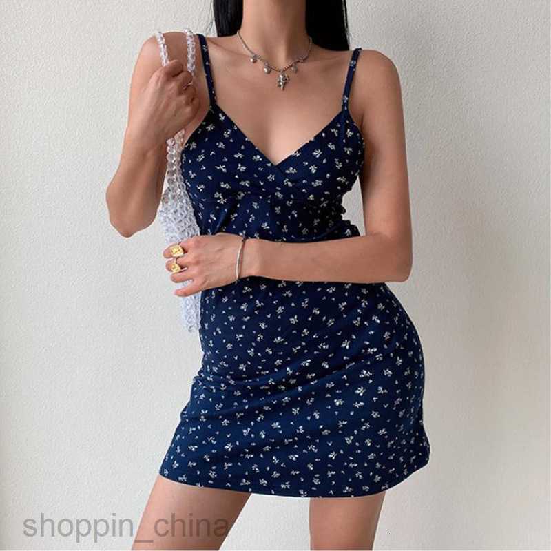 Basic Casual Women Dresses Summer Women's Sexy Strap Casual Print Short Waist A Line Dress PG3192