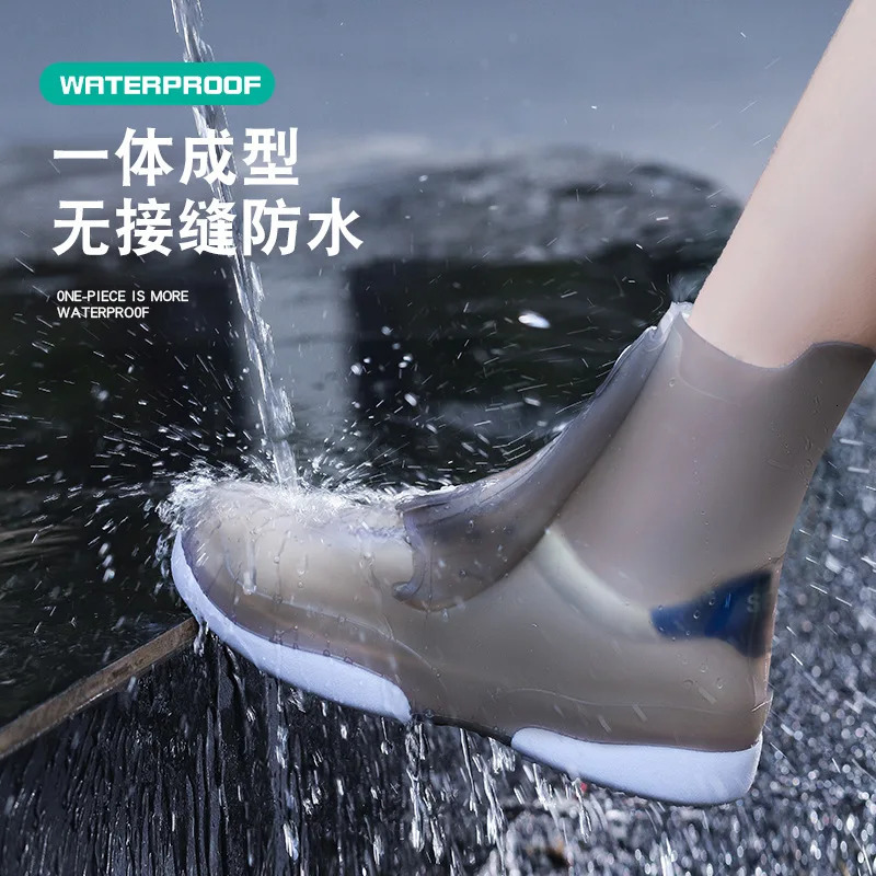 Reusable waterproof rain shoe covers washable rain shoe covers non slip shoe covers with buttons white durable accessories 240615