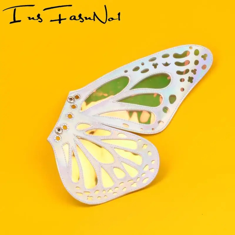 Transparent PVC butterfly wing shoe decoration silver fantasy sweet shoe wing fashion trend decoration 240615