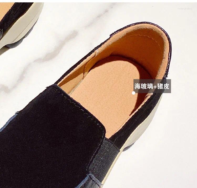 Casual Shoes Spring Autumn Woman Genuine Leather Women's Loafers Slip On Ladies Shoe Square Toe Moccasins Flats Female Sneakers