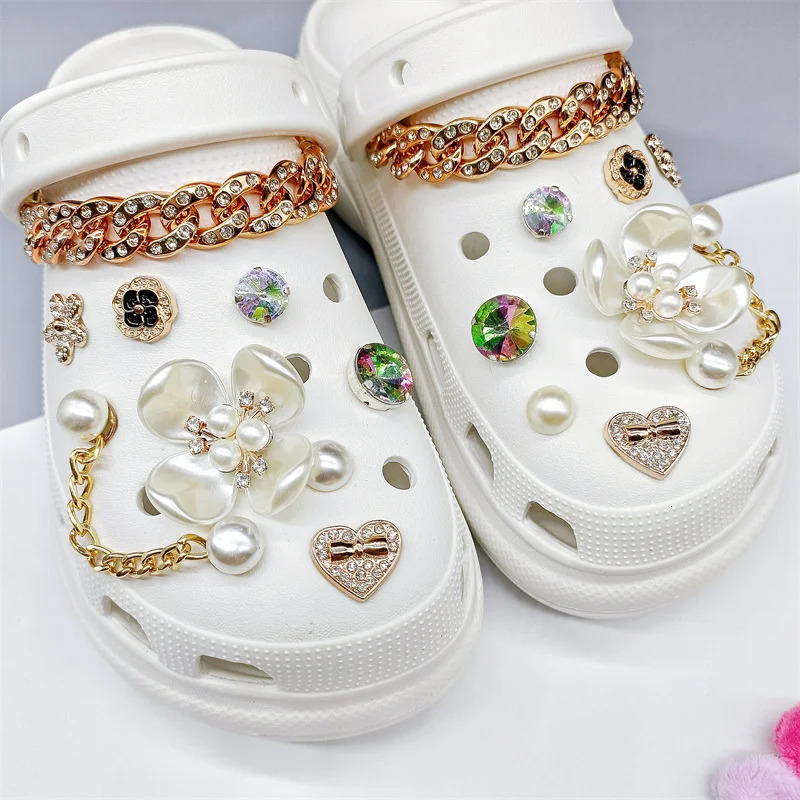5Pc-30Pc/set creative jewelry plastic metal pearl material garden shoe decoration used for backpack charm parties 240615