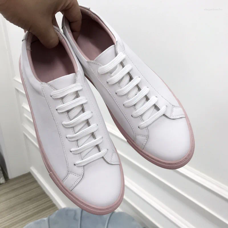 Casual Shoes Classic White Men Genuine Leather Unisex Flat Couple Running Sneakers Chunky Women Real