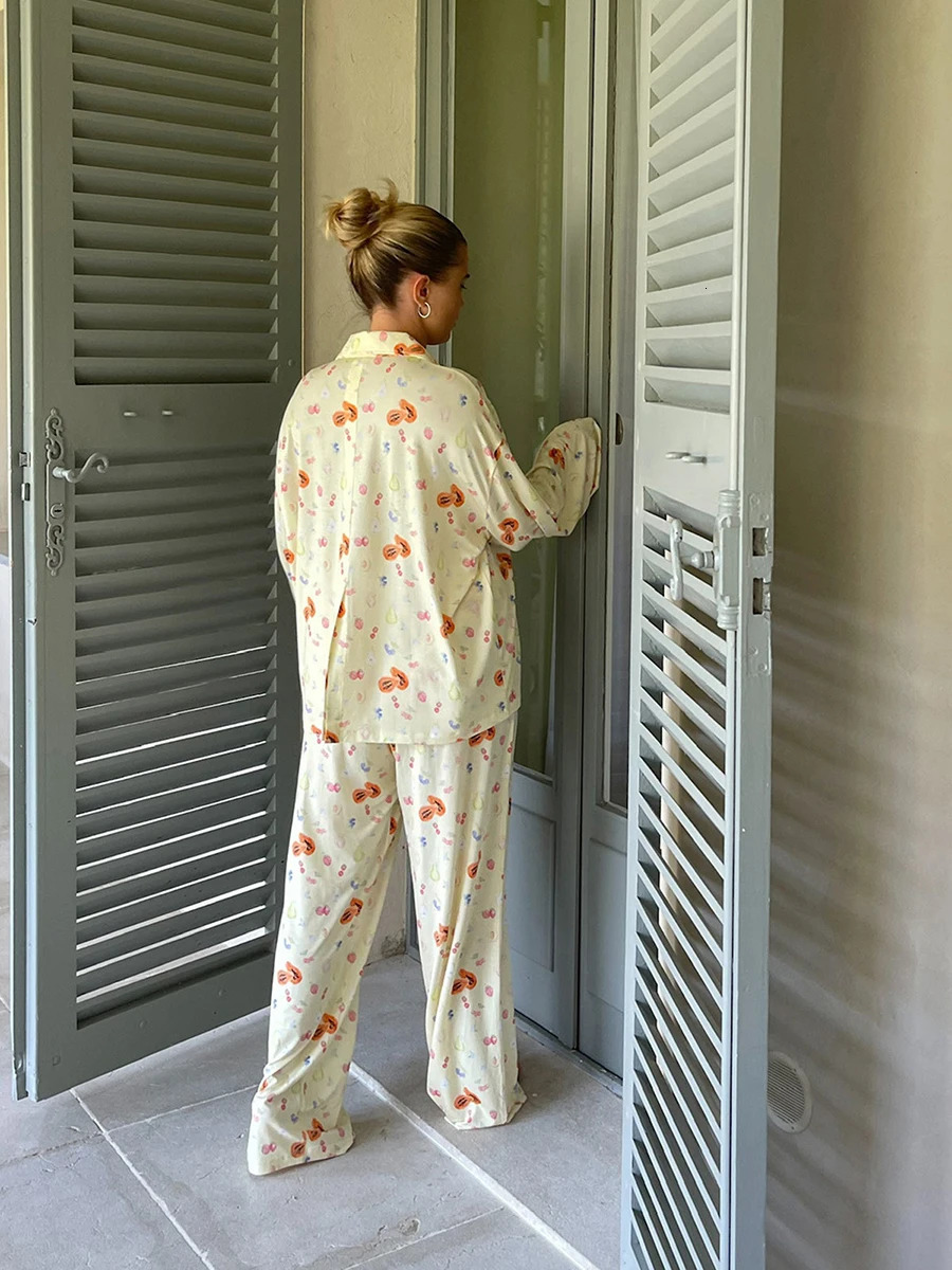 Pajama Set for Women Causal Print Sleepwear Loungewear 2 Piece Djerf Avenue Pajamas 240601