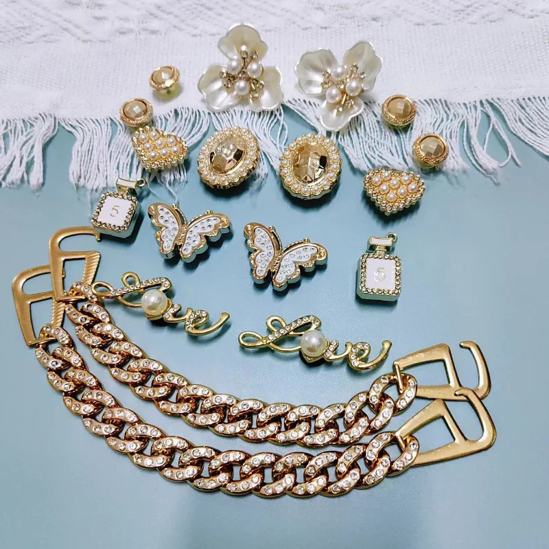 5Pc-30Pc/set creative jewelry plastic metal pearl material garden shoe decoration used for backpack charm parties 240615